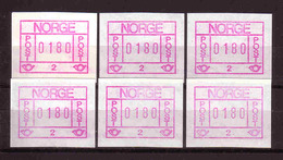 419k * NORWEGEN * 6x AUTOMATENMARKE 1 * MICHEL 18,00 * POSTFRISCH **!! - Timbres De Distributeurs [ATM]