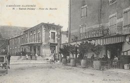 St Saint-Péray (Ardèche) - Place Du Marché, Hôtel Du Commerce (H. Merland) Edition Martin, Tabac - Saint Péray