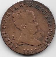 Espagne - 8 Maradevis - 1848 J - Cuivre - First Minting
