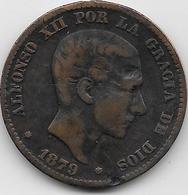 Espagne - 10 Centimos - 1879 - Cuivre - Erstausgaben