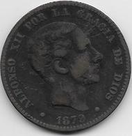 Espagne - 10 Centimos - 1879 OM - Cuivre - Eerste Muntslagen