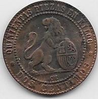 Espagne - 2 Centimos - 1870 OM - Cuivre - Primi Conii