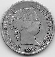 Espagne - 40 Centimos - 1864 - Argent - First Minting