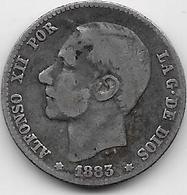 Espagne - 1 Peseta - 1883 - Argent - First Minting