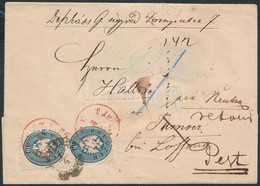 1864 2 X 10kr Ajánlott Levélen / On Registered Cover Piros / Red 'PEST / RECOMANDIRT' Többszöri Utánküldéssel / Several  - Autres & Non Classés