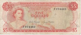 BILLETE DE BAHAMAS DE 5 DOLLARS DEL AÑO 1974  (BANKNOTE) MUY RARO - Bahamas