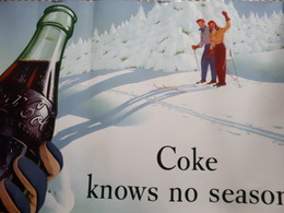 Coca Cola Plakat Werbung Winterlandschaft Skifahrer - Affiches Publicitaires