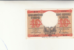 10 Lek  Banca D'Italia, Occupazione Italiana Dell'Albania 1940 Spl++ - Albanië