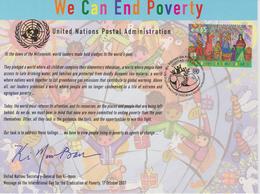 United Nations Special Card With Mi 548 International Day Of The Eradication Of Poverty - Cancellation Vienna - 2008 - Briefe U. Dokumente
