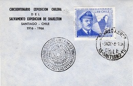 Chile 1966, 50th Polar Shakleton Rescue, Cancellation - Esploratori E Celebrità Polari