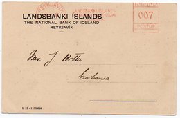 ICELAND - THE LANDSBANKI ISLANDS/NATIONAL BANK OF ICELAND 1936 - RED METER / EMA - Automatenmarken (Frama)