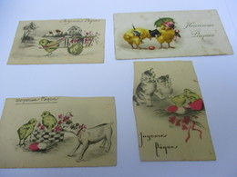 Petites Cartes De Voeux /Pâques/ 4 Exemplaires Dont Trois Retaillés/ Poussins / Vers 1930      CFA28 - Pasen