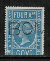 INDIA  Scott # UNLISTED 4 Annas Telegraph Stamp USED 2 "AS IS" (Stamp Scan # 426) - 1858-79 Kolonie Van De Kroon