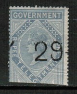 INDIA  Scott # UNLISTED 1 Rupee Telegraph Stamp USED 2 "AS IS" (Stamp Scan # 426) - 1858-79 Kolonie Van De Kroon