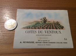 Etiquette De Vin * «Côtes Du Ventoux - A. PEYROUSE - GEVREY-CHAMBERTIN (21) » - Côtes Du Ventoux