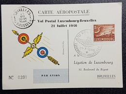 Luxembourg 1956- Carte Aéropostale- Vol Postal Luxembourg-Bruxelles - Sonstige & Ohne Zuordnung