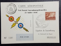 Luxembourg 1956- Carte Aéropostale- Vol Postal Luxembourg-Bruxelles - Otros & Sin Clasificación