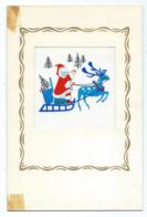 CARTE DE VOEUX, PERE NOEL SUR SON TRAINEAU, RENNE - New Year