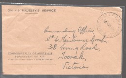 Military 1946 OHMS Enveloppe  No Stamp- Cancelled «Paid At A.F.P.O.  Pearce W.A.» To Toorah, VIC - Lettres & Documents