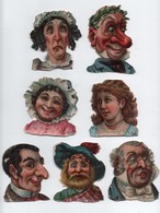 Chromo Découpis/Anglais/Têtes De 7 Personnages Britanniques / Visages Grotesques /dissociés/Vers 1890 - 1900  CHRO106 - Andere & Zonder Classificatie