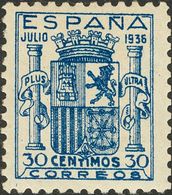 *801. 1936. 30 Cts Azul. Excepcional Centraje. MAGNIFICO. Cert. COMEX. Edifil 2019: +700 Euros - Autres & Non Classés