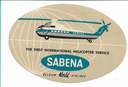 SABENA - Bagage Etiket: The First International Helicopter Service (grijs) - Aufklebschilder Und Gepäckbeschriftung