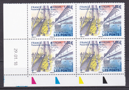 FRANCE 2018 Europa Ponts Bridges Coin Date Corner With Date MNH** Luxe - 2010-2019