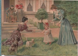 Chromo/Les Premiers Pas De Bébé Dans Le Jardin Devant La Famille ..../Vers 1890-1900  CHRO121 - Other & Unclassified