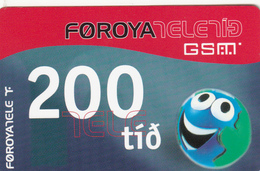 FAROE ISLANDS - Funny 'Face' 200 , 200 Kr,  Teletid, Expire Date 01/06/2005 , Used - Faroe Islands