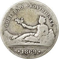 Monnaie, Espagne, Provisional Government, Peseta, 1869, B+, Argent, KM:652 - First Minting
