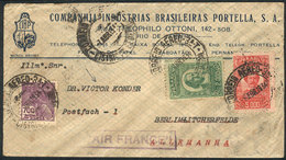 BRAZIL: Airmail Cover Sent Via AIR FRANCE To Germany On 7/AP/1934, To DR. VICTOR KONDER, Franked With 7,700Rs., VF Quali - Cartes-maximum