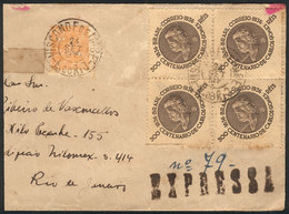 BRAZIL: Express Cover Sent From VISCONDE DE IMBÉ To Rio On 24/SE/1936 Franked With 1,300Rs. Including A Block Of 4 Of RH - Cartes-maximum