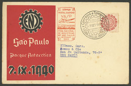 BRAZIL: Cover Used In Sao Paulo On 7/SE/1940, Franked By RHM.C-151 Alone, With Special Postmark Of The Industrial Fair,  - Cartes-maximum