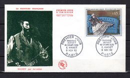 Variété " MADAME MANET AU CANAPE BLEU De MANET Liseré Blanc " Sur Env. 1er Jour De 1962 N°YT 1364 FDC - Brieven En Documenten