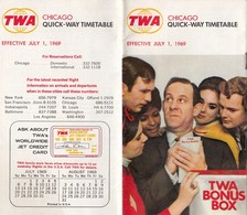 TWA QUICK WAY TIMETABLE CHICAGO JULY 1st 1969 - World