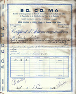 1963 - Certificat - So Co Ma à Creil (Oise) - Cinéma - FRANCO DE PORT - Film En Theater