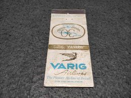 ANTIQUE MATCHBOX MATCHES LABEL ADVERTISING VARIG AIRLINES BRAZIL - Boîtes D’allumettes