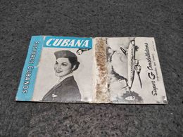 ANTIQUE MATCHBOX MATCHES LABEL ADVERTISING CUBANA AIRLINES W/ SUPER G CONSTELLATIONS PLANE CUBA - Scatole Di Fiammiferi