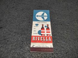 ANTIQUE MATCHBOX MATCHES LABEL ADVERTISING SWISSAIR AIRLINES W/ RIVELLA ADVERTISING SWITZERLAND - Boîtes D’allumettes