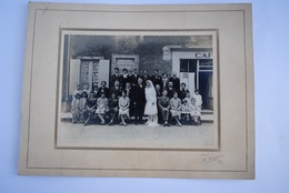 Ancienne Photographie Mariage Devanture Café LEMASSON à Loué ? Photographe Reigneau à Loué Sarthe No CPA - Autres & Non Classés