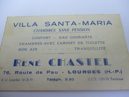 Carte Commerciale à 1 Volet/Chambres Sans Pension/Villa Santa Maria/CHASTEL/ Lourdes/Hautes Pyrénées/ Vers 1950   CAC131 - Andere & Zonder Classificatie