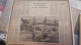 Calendrier Almanach 1918 De L'herault 34 Avec Ces 2 Feuilles Au Dos Carte Des Chemin De Fer Et Comunes De L'lheraut - Grand Format : 1901-20