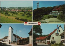 Gempen - Kirche, Gesamtansicht, Restaurant Gempenturm, Gasthaus Zum Kreuz - Gempen