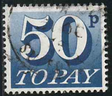 GB 1970 Taxe Yv. N°81 - 50p Bleu - Oblitéré - Tasse