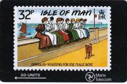 Isle Of Man, MAN 028, Isle Of Man Stamps, Waiting For The Mail Boat, 2 Scans . - Isle Of Man