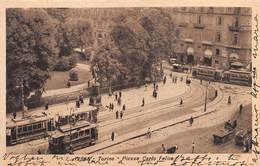 0627 "TORINO - PIAZZA CARLO FELICE"  ANIMATA, TRAMWAY, CARRI CON CAVALLI, NEVE.  CART  SPED 1906 - Places & Squares