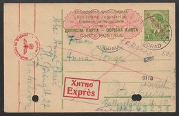 Dt. Besetzung II WK 1942 Serbien 1 Din. Ganzsachenkarte P2 , Express Belgrad Mit Zensur. Interresanter Text ! - Occupazione 1938 – 45