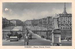 08789 "TORINO - PIAZZA VITTORIO VENETO" ANIMATA, TRAMWAY NR. 4. CART  SPED 1955 - Plaatsen & Squares