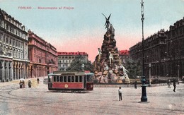 08792 "TORINO - MONUMENTO FREJUS" ANIMATA, TRAMWAY NR. 10. CART SPED 1916 - Plaatsen & Squares