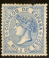 Edifil  97 (*) Mng  25 Mílésimas Escudo Azul  Isabel II   1868  NL968 - Unused Stamps